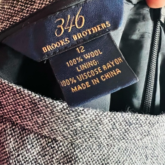 BROOKS BROTHERS tweed Classic Gray size 12 Skirt 100% Wool Academia Professional - Picture 3 of 10